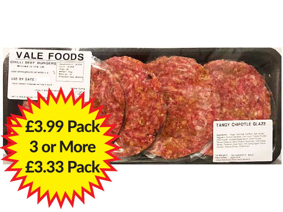 Chilli Beefburger - 4 pack (Approximate weight 454g)