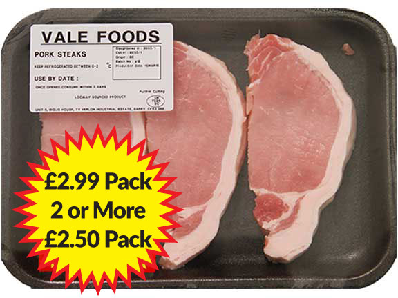 Pork Steak x 3 - Family Pack (Approximate weight 500g)
